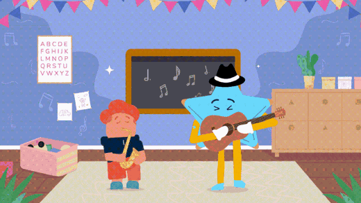 Animated sing-along lesson inside the Fluently app